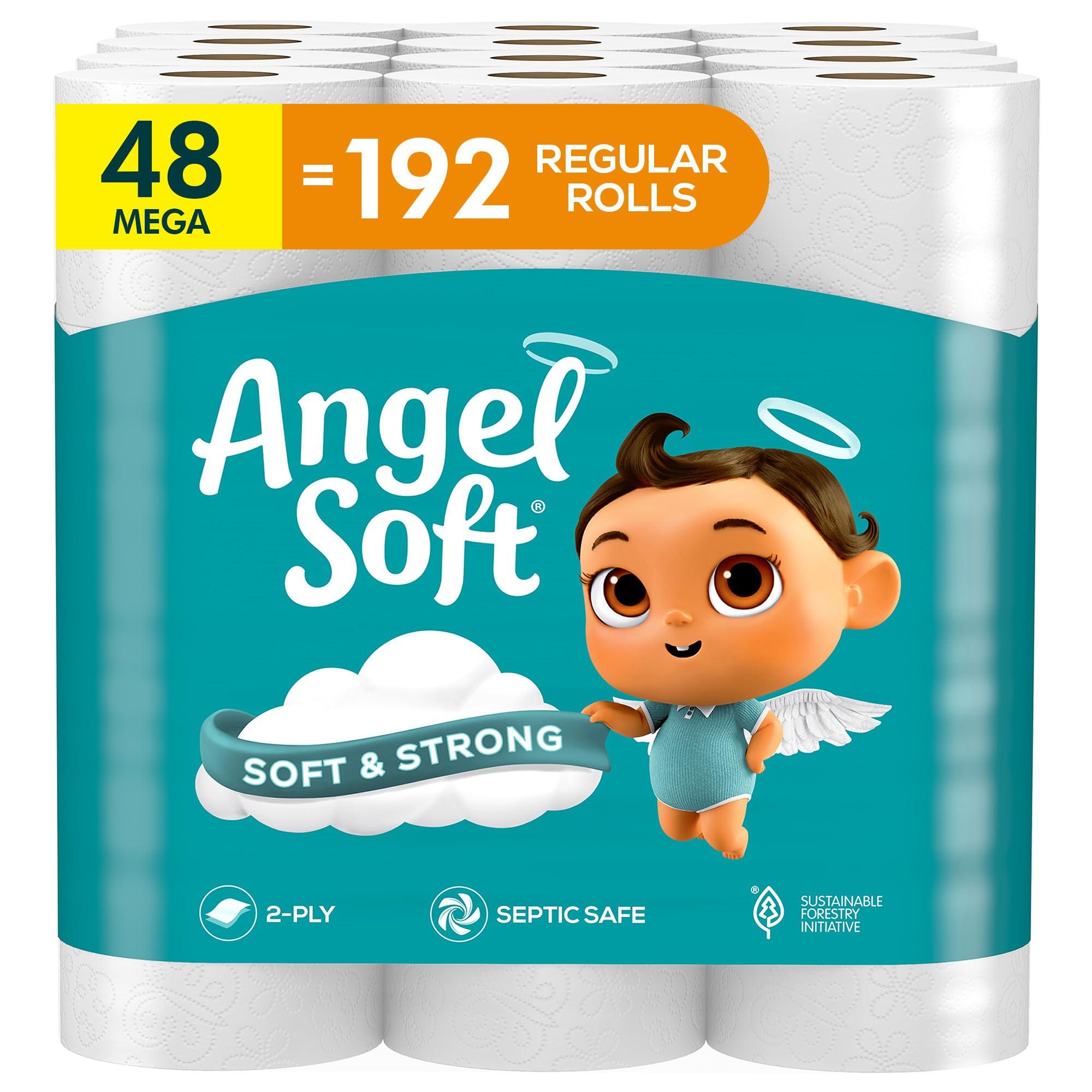 Angel Soft Angel Soft Toilet Paper, 48 Mega Rolls = 192 Regular Rolls, Soft and Strong Toilet Tissue