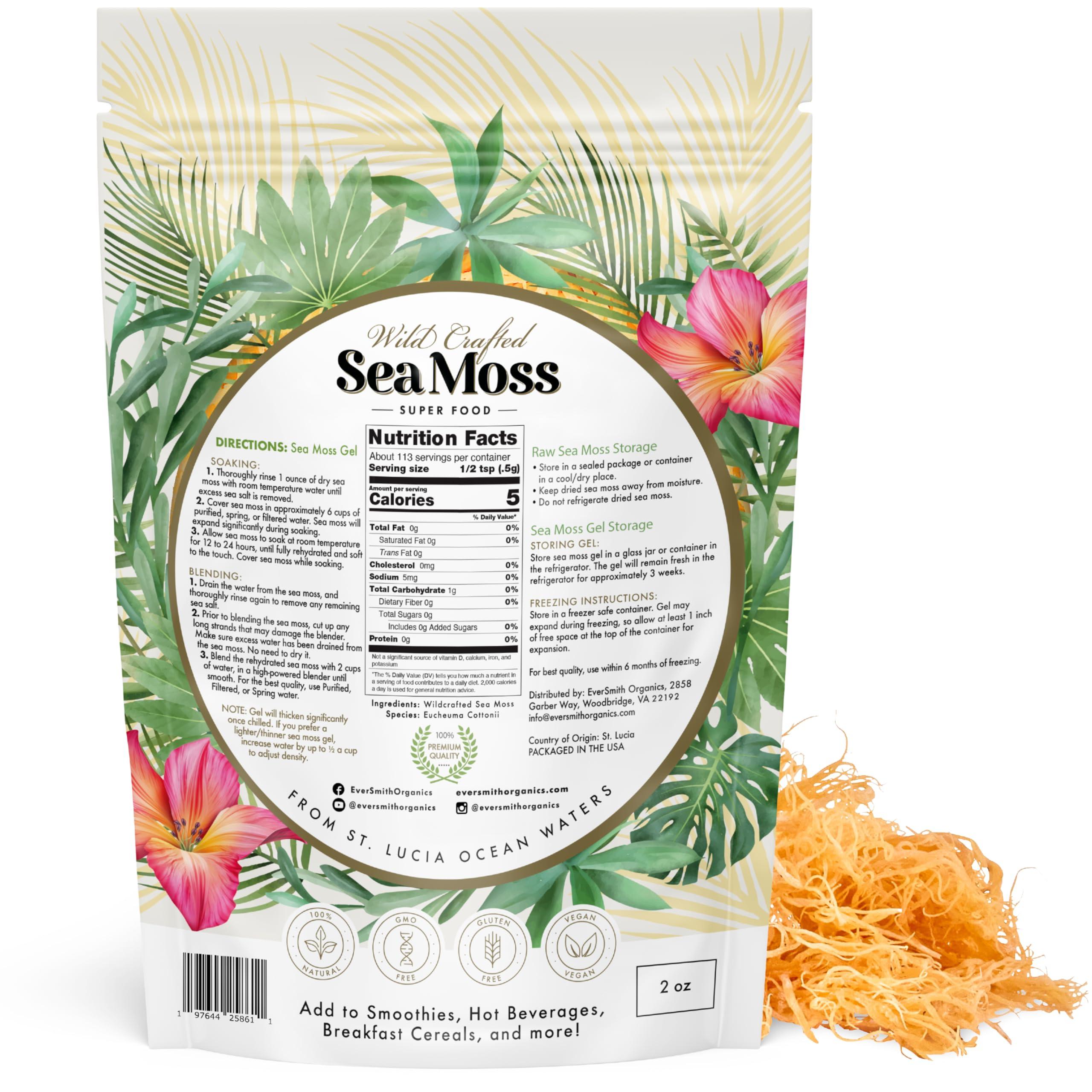 EverSmith Organics EverSmith Organics Irish Sea Moss | Makes 160oz of Gel | Gold Sea Moss | Sea Moss from St. Lucia | Seamoss Raw Superfood | Dried Sea Moss | Wildcrafted Sea Moss (2 OZ Bag)