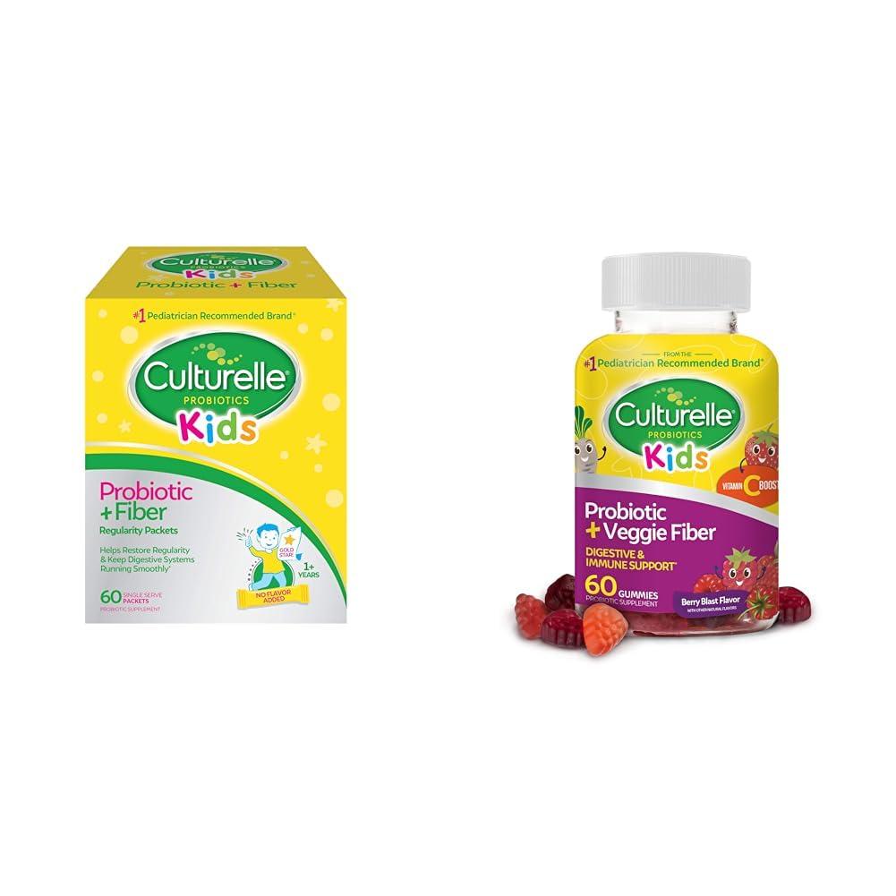 Culturelle Culturelle Kids Probiotic + Fiber Packets 60 Count & Daily Probiotic Gummies 60 Count - Digestive & Immune Health