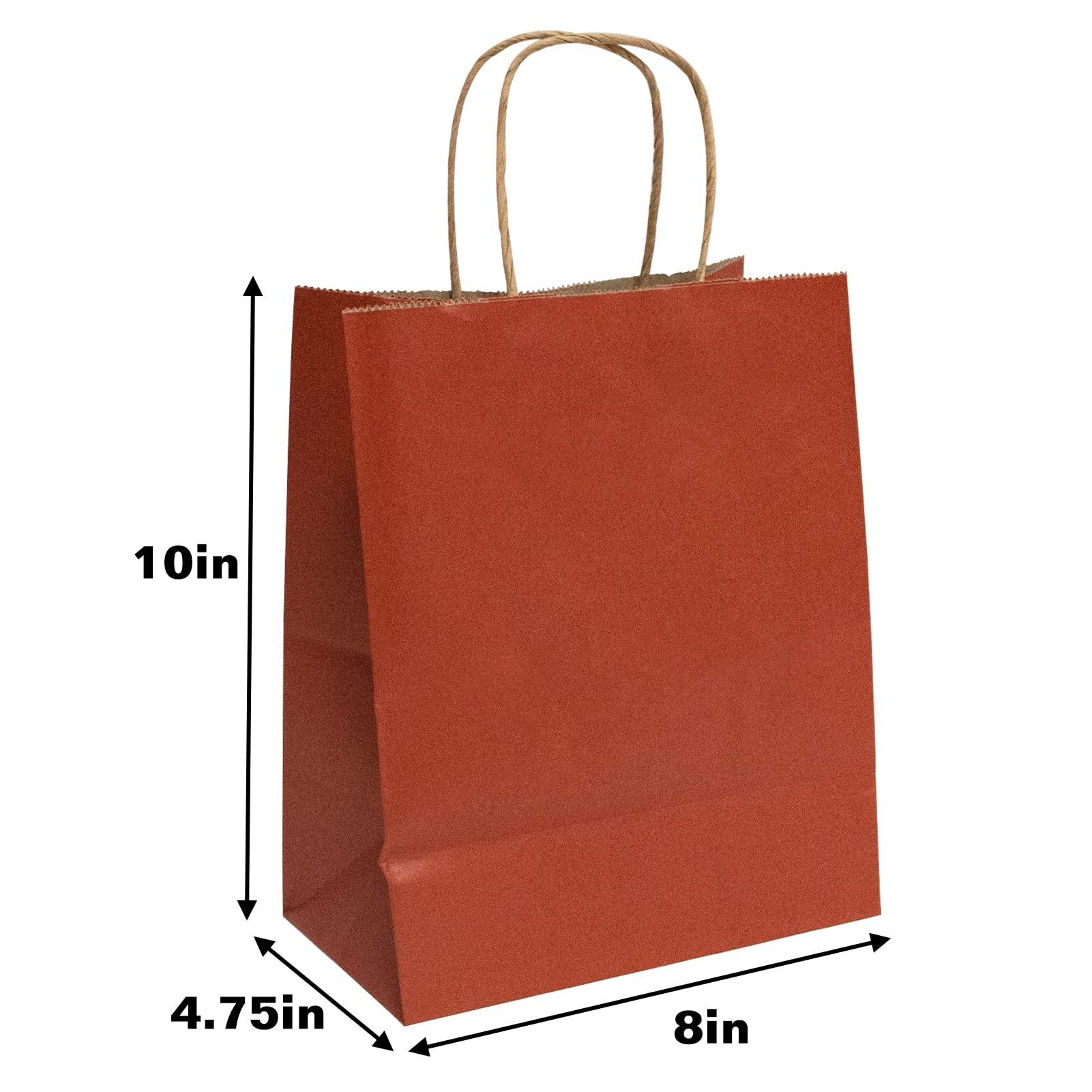 vanhel vanhel 50 PCS Wrapped Red Paper Gift Bags :8x4.25x10.5 Inch Paper Gift Bags with Handles, Paper Bags with Handles Ideal for Christmas, Halloween, Tetail, Commercial and Wedding Events