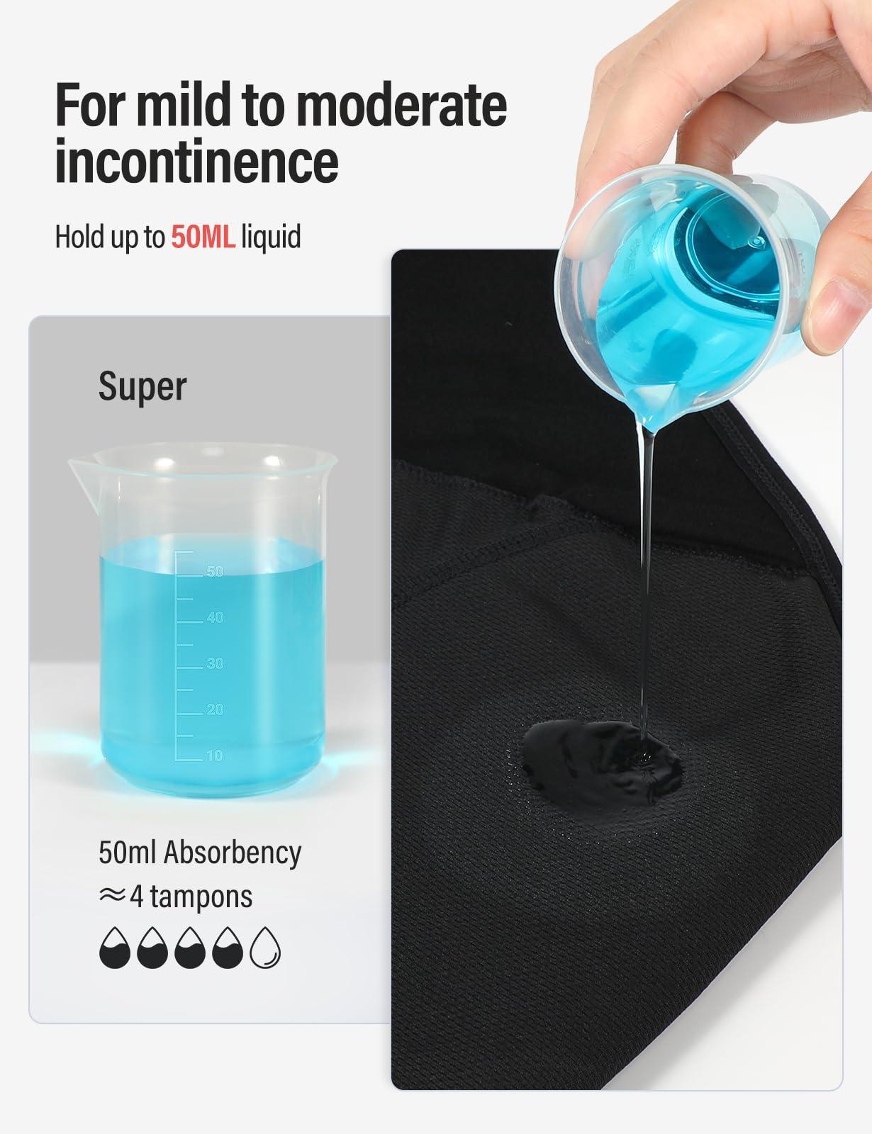 Voxshe Incontinence Underwear for Women Washable Leak Proof Underwear for Women 50ml Regular Absorbent Womens Incontinence Underwear for Incontinence Postpartum Bladder Leak Protective Panties BL-2pcs-S