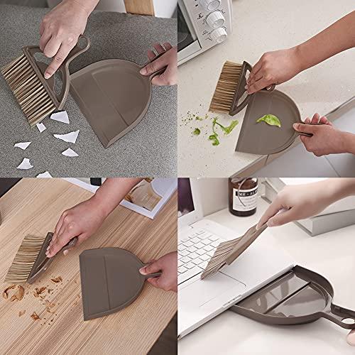 WDDBHSKN Mini Broom and Small Dustpan Brush - Mini Broom and Dustpan, Small Broom and Dustpan Set, Mini Dustpan and Brush Set, Small Dust pan and Brush Set, Hand Broom and Dustpan Set for Home/Camping/Pets.