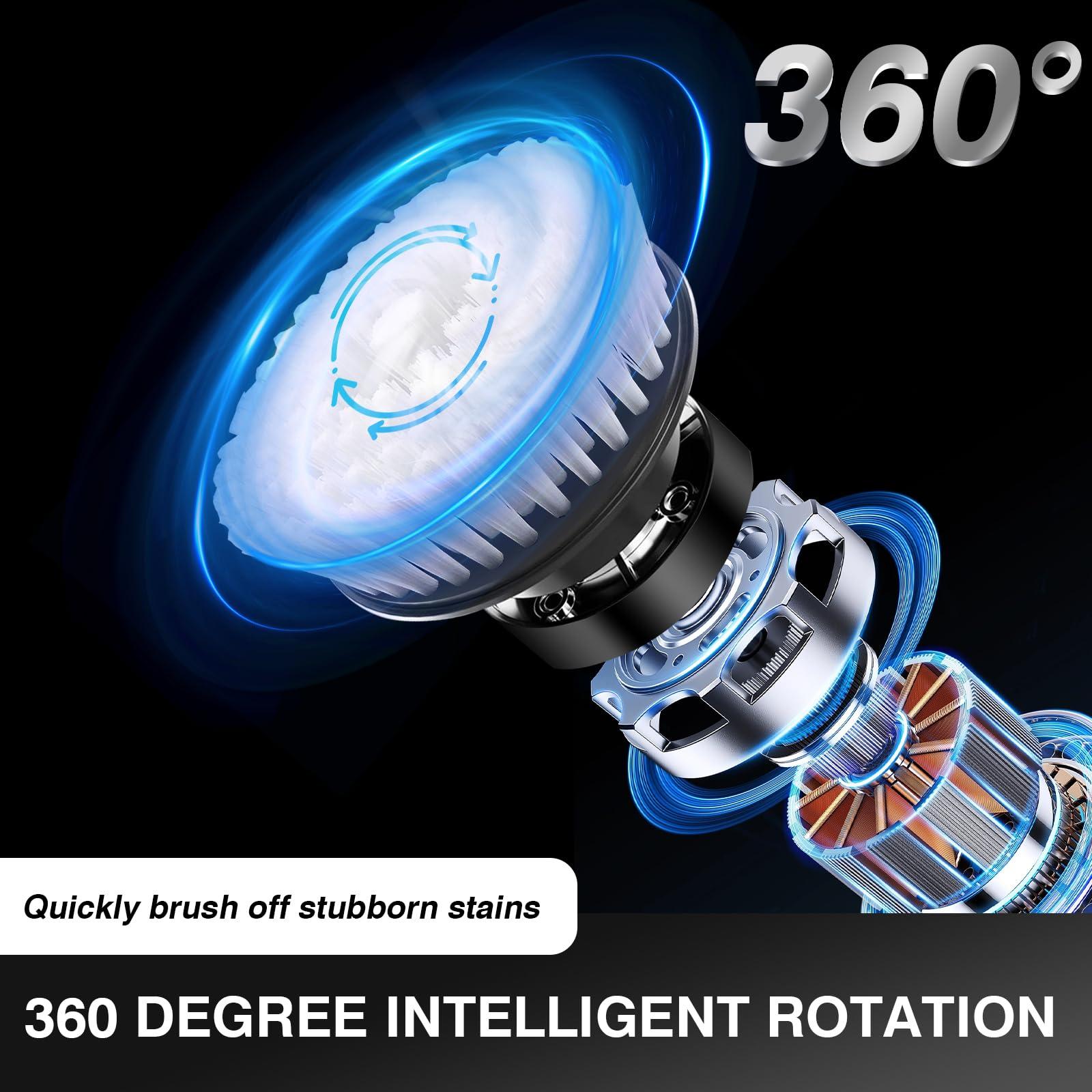 AUTOFU Electric Floor Scrubber 9 in 1 Electric Cleaning Brush Power Scrubber Mop 132cm Long Handle Scrubbing Brush Cordless Spin Scrubber for Cleaning Bathroom, Tub, Toilet, Kitchen