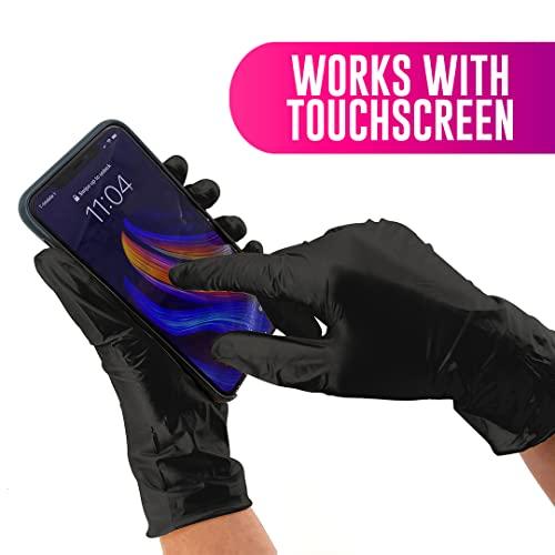 Colortrak Colortrak Luminous Collection Disposable Nitrile Gloves (100 Pack), Black, Large, Single-Use, Allergy-Safe, Latex-Free, Powder-Free, Odor-Free, Textured Finger Tips