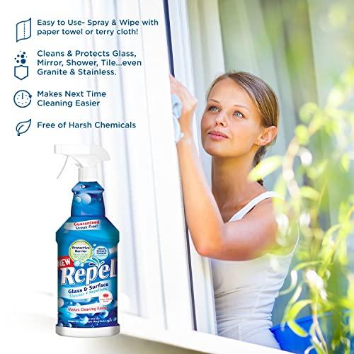 Clean-X Clean-X REPEL Glass & Surface Cleaner 32 fl. oz. - Cleans & Repels water spots and dirt on glass, mirror, tile and multi surface by UNELKO (3)