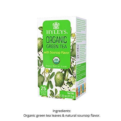 HYLEYS Tea Hyleys Organic Green Tea Soursop Flavor - 25 Tea Bags - Sour Sop Graviola Guanabana Tea