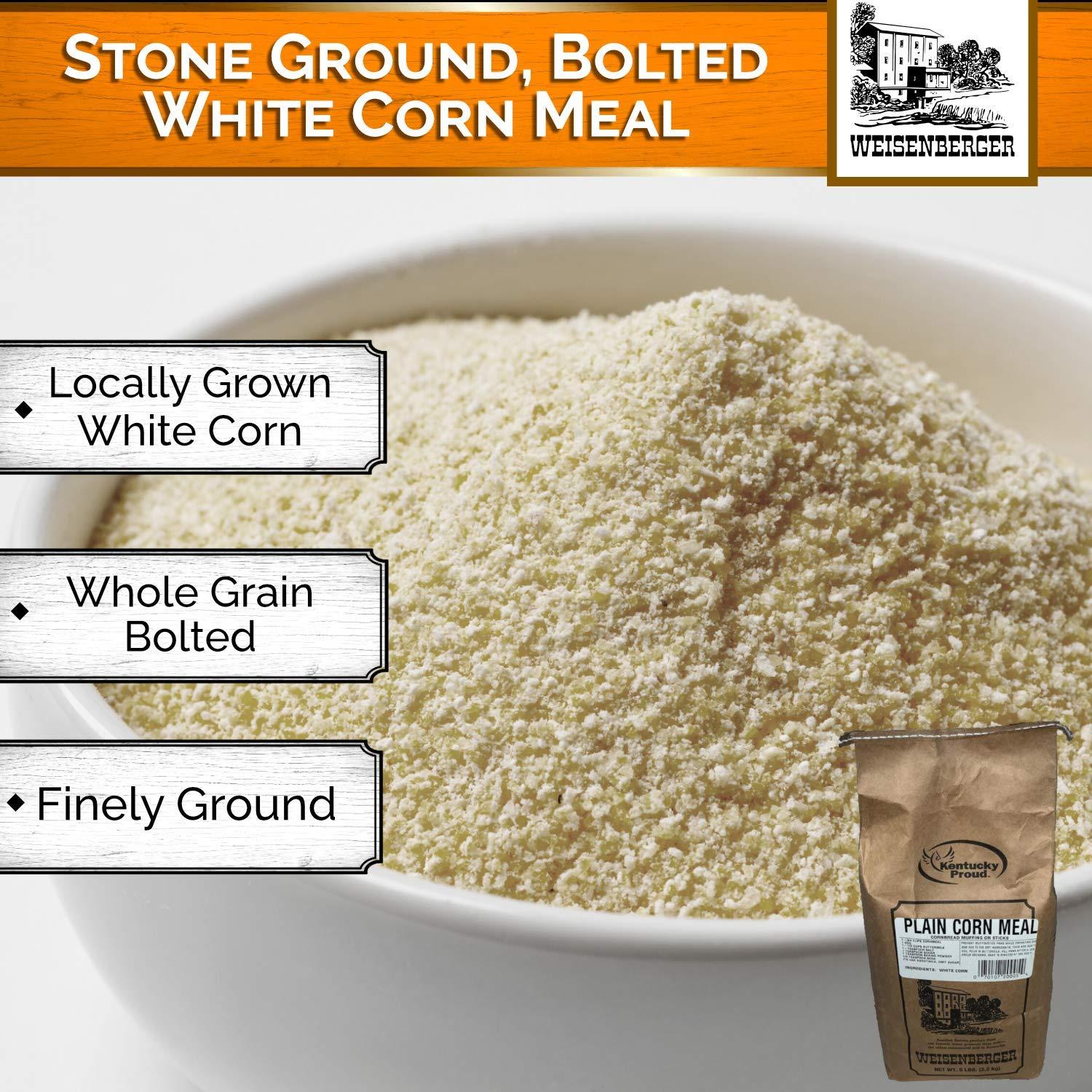 Weisenberger Weisenberger Stone Ground Corn Meal - Fine Ground Cornmeal for Bread, Fish Batter, and More - Bolted White Cornmeal - Made from Local, Non GMO Corn- 5 lb