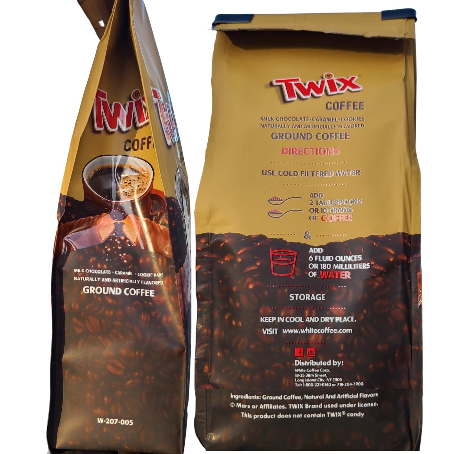 Brightest Place Candy Bar Flavored Ground Coffee Chocolate Caramel Cookie Variety Pack Beverage Bundle with Brightest Place Clean Up Cloth and Snickers, M&Ms, and Twix Flavor Drink 3 Bags 10 ounce