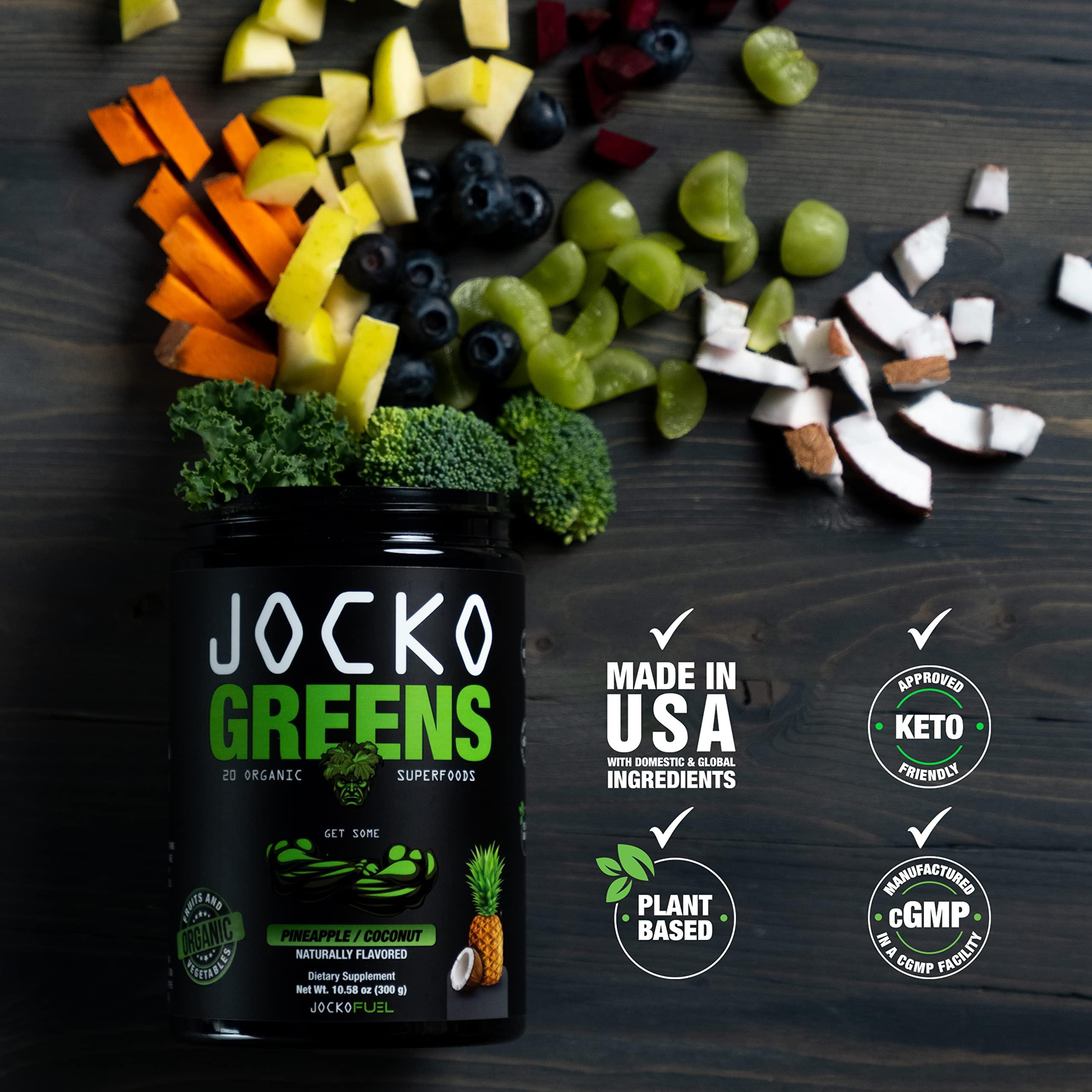 Jocko Fuel Jocko Fuel Greens Powder Bundle - Greens & Superfood Powder for Healthy Green Juice - Keto Friendly with Spirulina, Chlorella, Digestive Enzymes, & Probiotics - 60 Servings