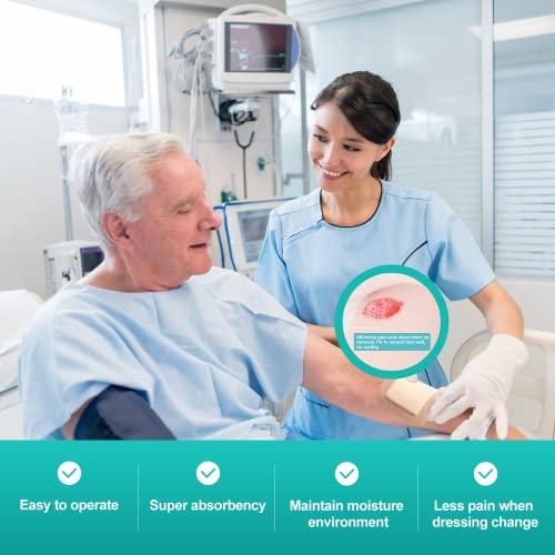 Dimora Dimora Hydrocolloid Dressing 4\" x 4\" 10 Pack 0.5mm Thick + Silicone Foam Dressing with Border 20 Pack Adhesive 4\"x4\"