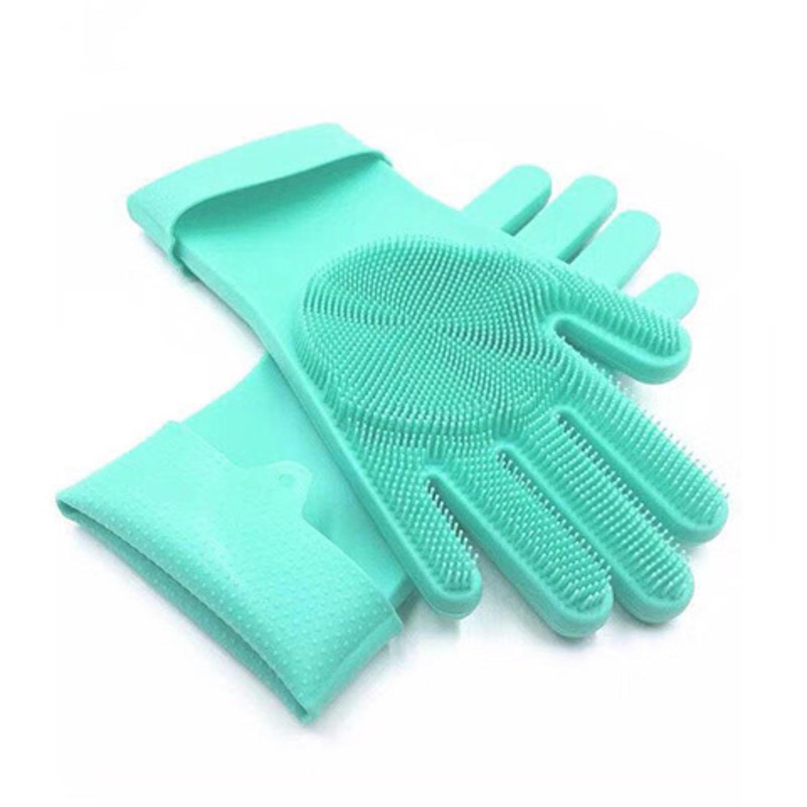 ShAzan Rubber Silicone dishwashing Gloves Household high-Temperature Resistance Anti-Scald Waterproof Kitchen Bowl Washing Gloves