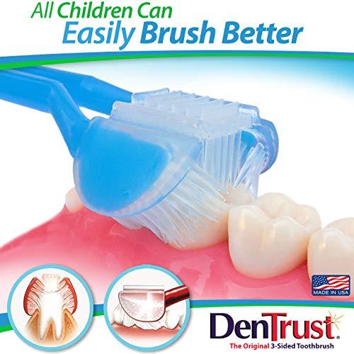 DenTrust DenTrust | The Only Child-Safe 3-Sided Toothbrush | Made in USA | All Kids Will Easily Brush Better | Clinically Proven for Children Special Needs Braces | Built-in Tongue Cleaner | Gift