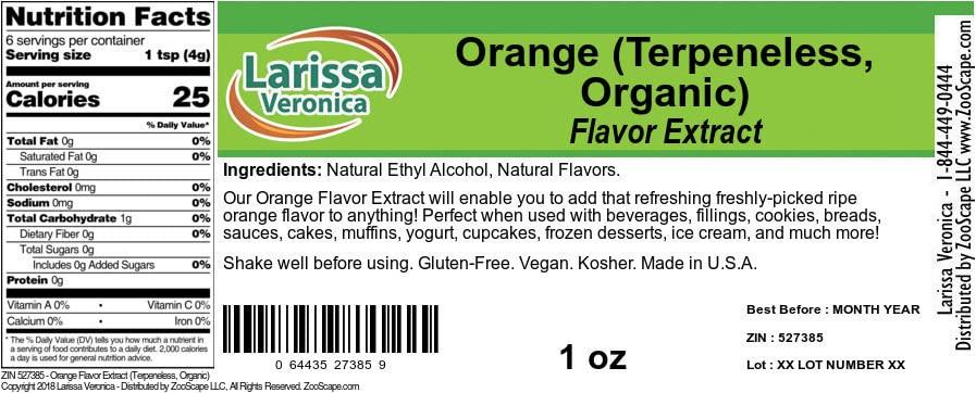 Larissa Veronica Orange Flavor Extract (Terpeneless, Organic) (1 oz, ZIN: 527385) - 3 Pack