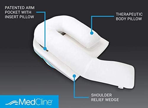 MedCline MedCline Shoulder Relief System with Extra Cases, Bed Wedge Pillow for Shoulder Pain Relief and Therapeutic Body Pillow, Inclined Sleep Position with Arm Pocket, Large for 5'10" and Above
