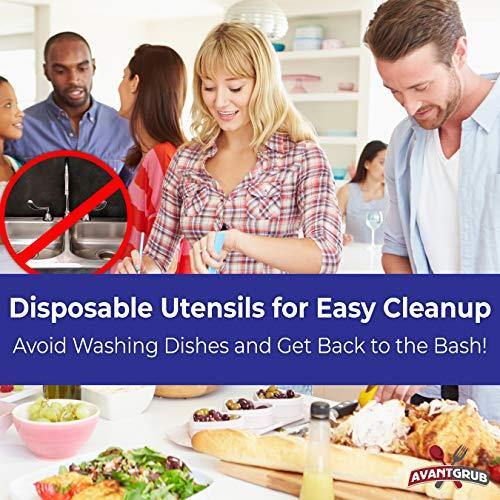 Avant Grub BPA-Free White Disposable Sporks 100 Pk. Recyclable, Eco-Friendly and Kid-Safe 2-in-1 Utensils Built Strong to Last Large Meals. Great for School Lunch, Picnics or Restaurant and Party Supply