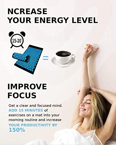 SoulShell Acupressure Mat and Pillow Set for Lower Back Pain Relief & Muscle Relaxation - Acupuncture Mattress + Spiky Ball Massage Set for Back, Neck & Sciatic Nerve Pain - Relieves Tension at Pressure Points