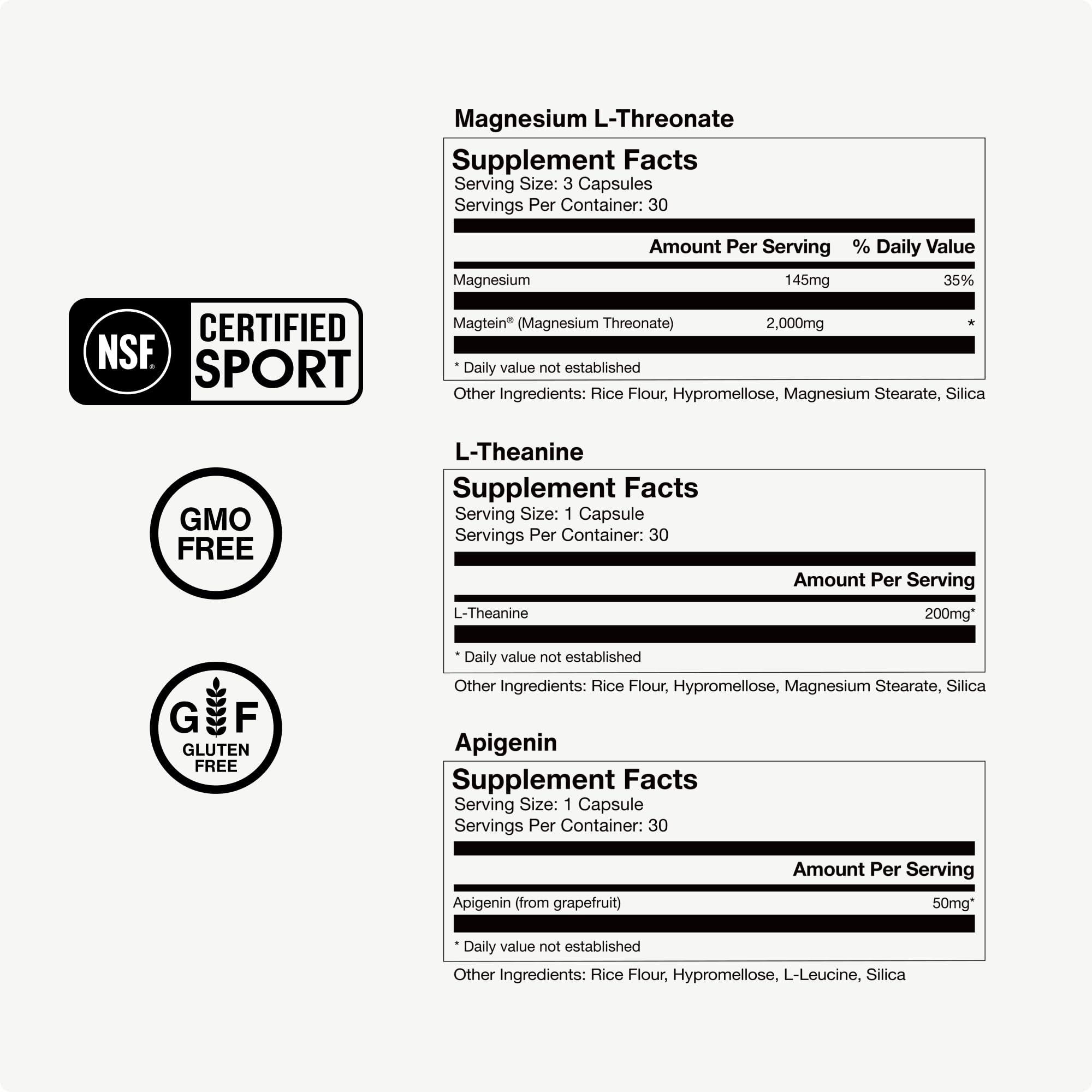 Momentous Momentous Sleep Pack Magnesium L-Threonate, Apigenin & L-Theanine, 30 Servings