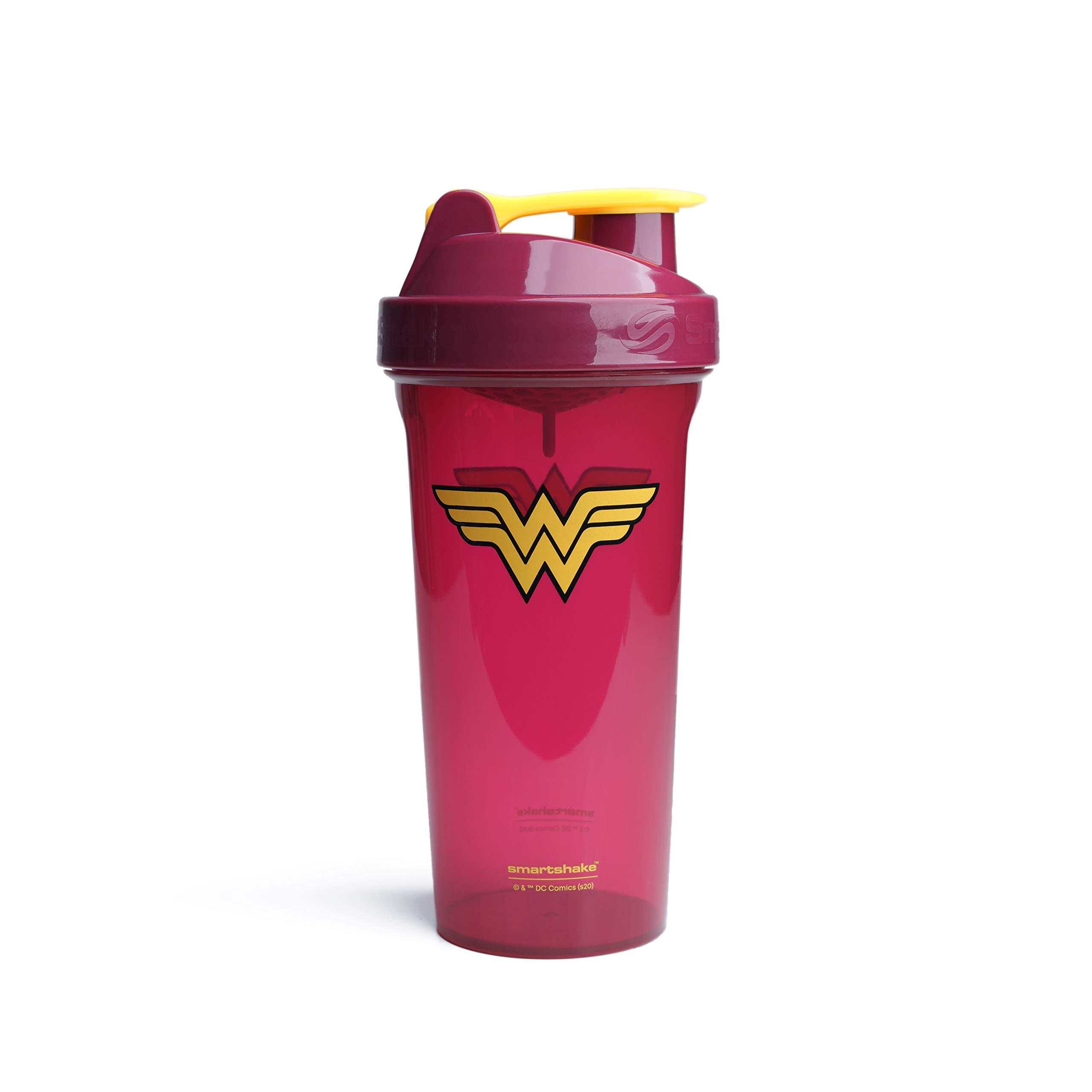 Smartshake Smartshake Lite Justice League Protein Shaker Bottle 800ml DC Comics Wonder Woman Water Bottle, Leakproof BPA Free Gym Shaker Bottle for Protein Shakes And Protein Powder, Wonder Woman