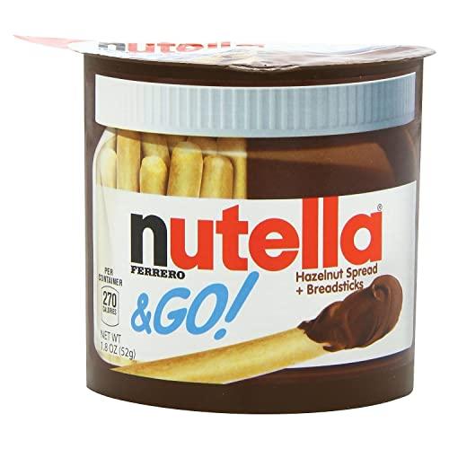 Nutella Nutella and Go Snack Packs, Chocolate Hazelnut Spread with Breadsticks, Perfect Bulk Snacks for Kids' Lunch Boxes, 1.8 Ounce, Pack of 48