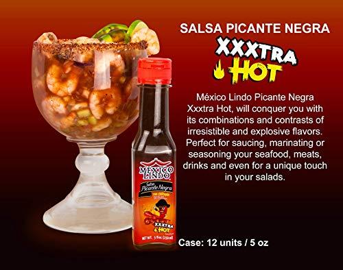 MEXICO LINDO Mexico Lindo Picante Negra Xxxtra Hot Sauce | Scoville Unit Level 80,000 | Sugar Free | 5 Fl Oz Bottles (Pack of 2)