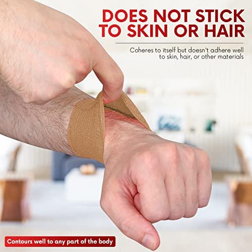 Healqu HEALQU Self Adhesive Bandage Wrap – Cohesive Tape for Athletic & Sports - 6” x 5 Yards Self Adherent Medical Tape, Flexible, Waterproof Elastic Bandages for Wrist & Ankle Vet Wrap for Dogs (12 Rolls)