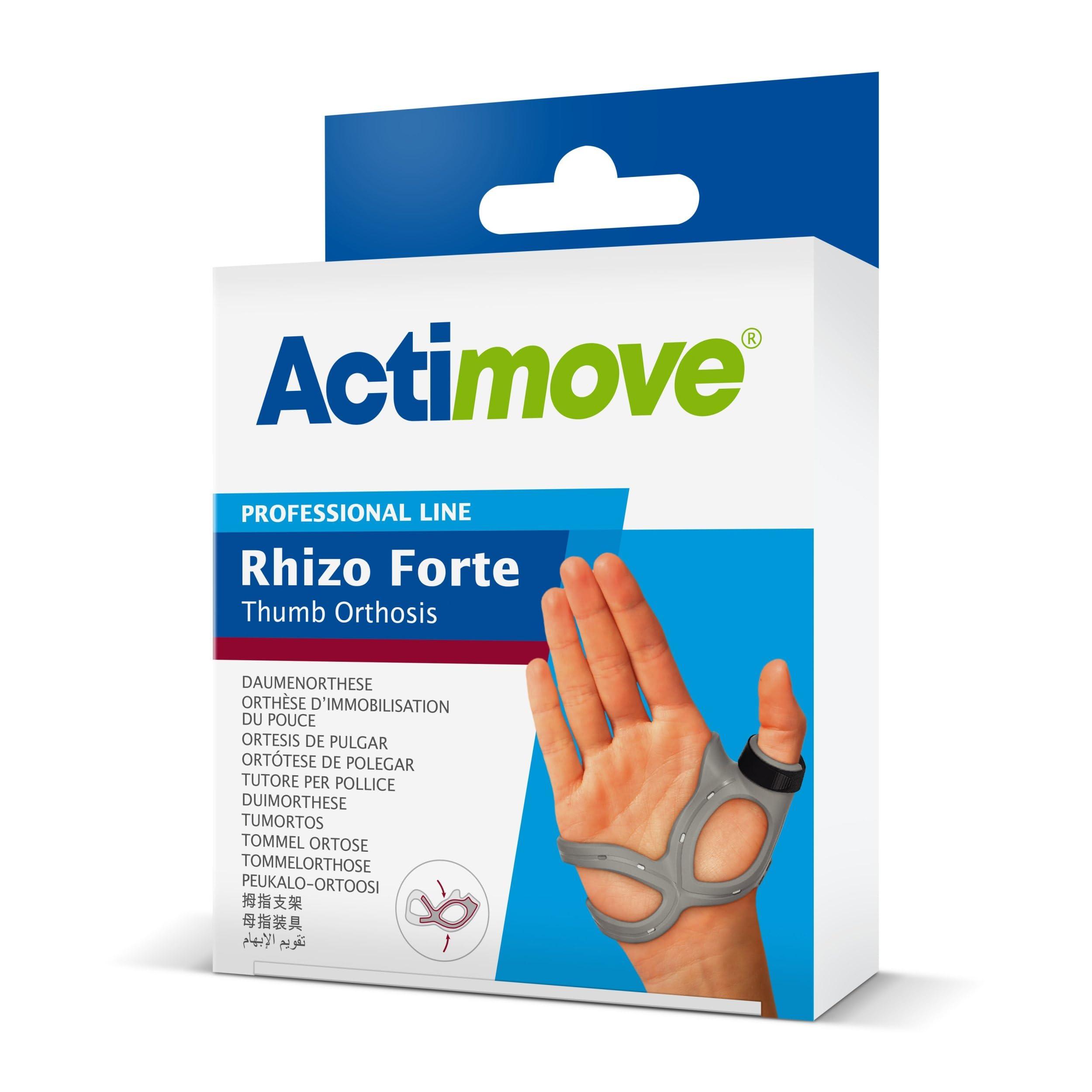 BSN Medical Actimove Professional Line Rhizo Forte Thumb Orthosis Thumb Brace for Osteoarthritis, Skiers Thumb, Rheumatoid Arthritis, Sprains Patented Design Left Hand Gray, Small