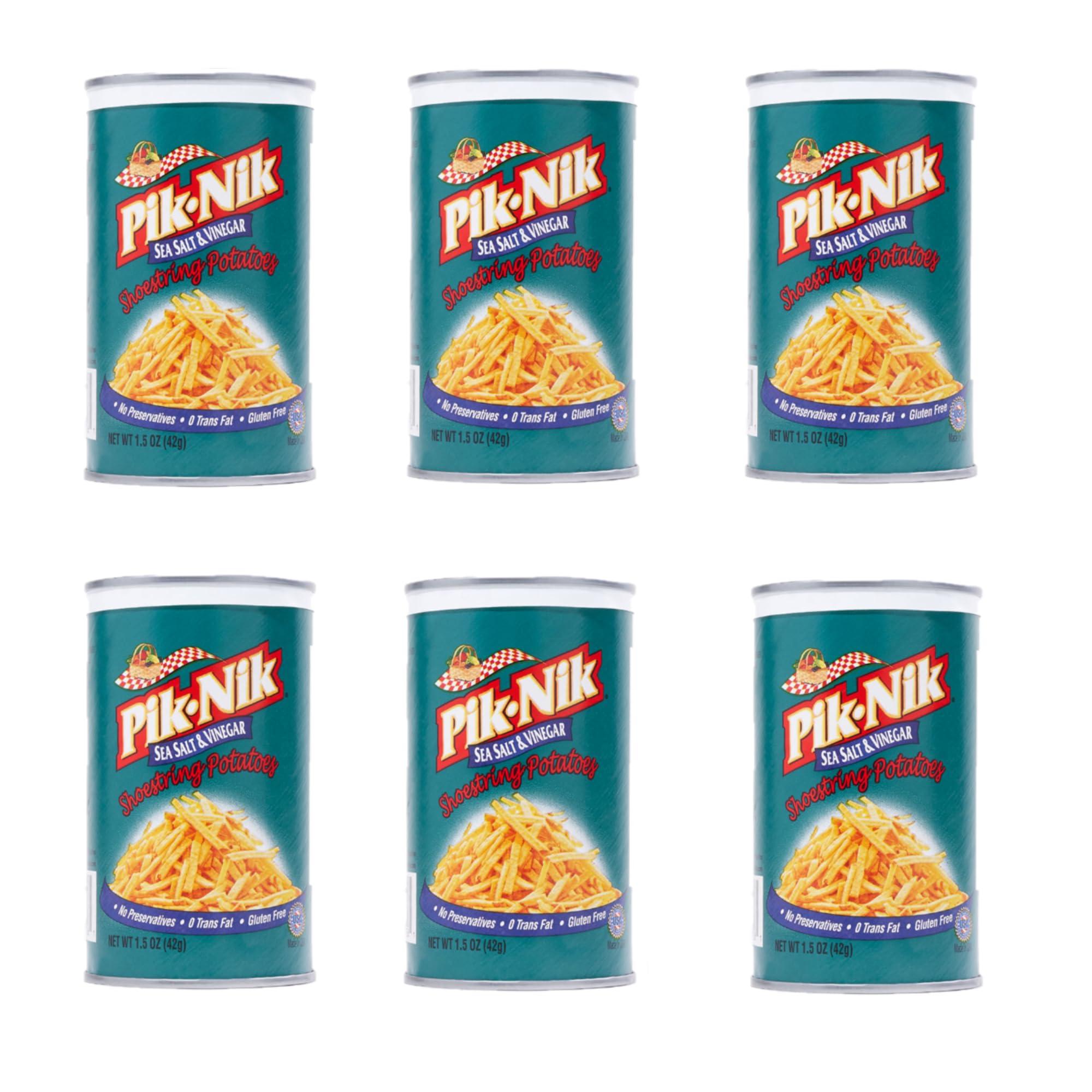 Smiling Sweets Picnic Foods Shoestring Potato Crisps - Sea Salt and Vinegar - Pack of 6 - Delicious Shoestring Potato Snacks - Great for Snacking or for Lunches - Share with Friends