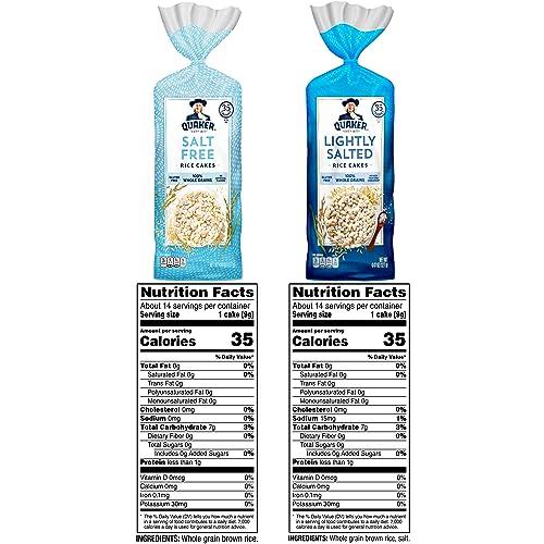 Quaker Quaker Large Rice Cakes, Gluten Free, Lightly Salted + Salt Free Variety Pack, 4.47 Ounce (Pack of 6)