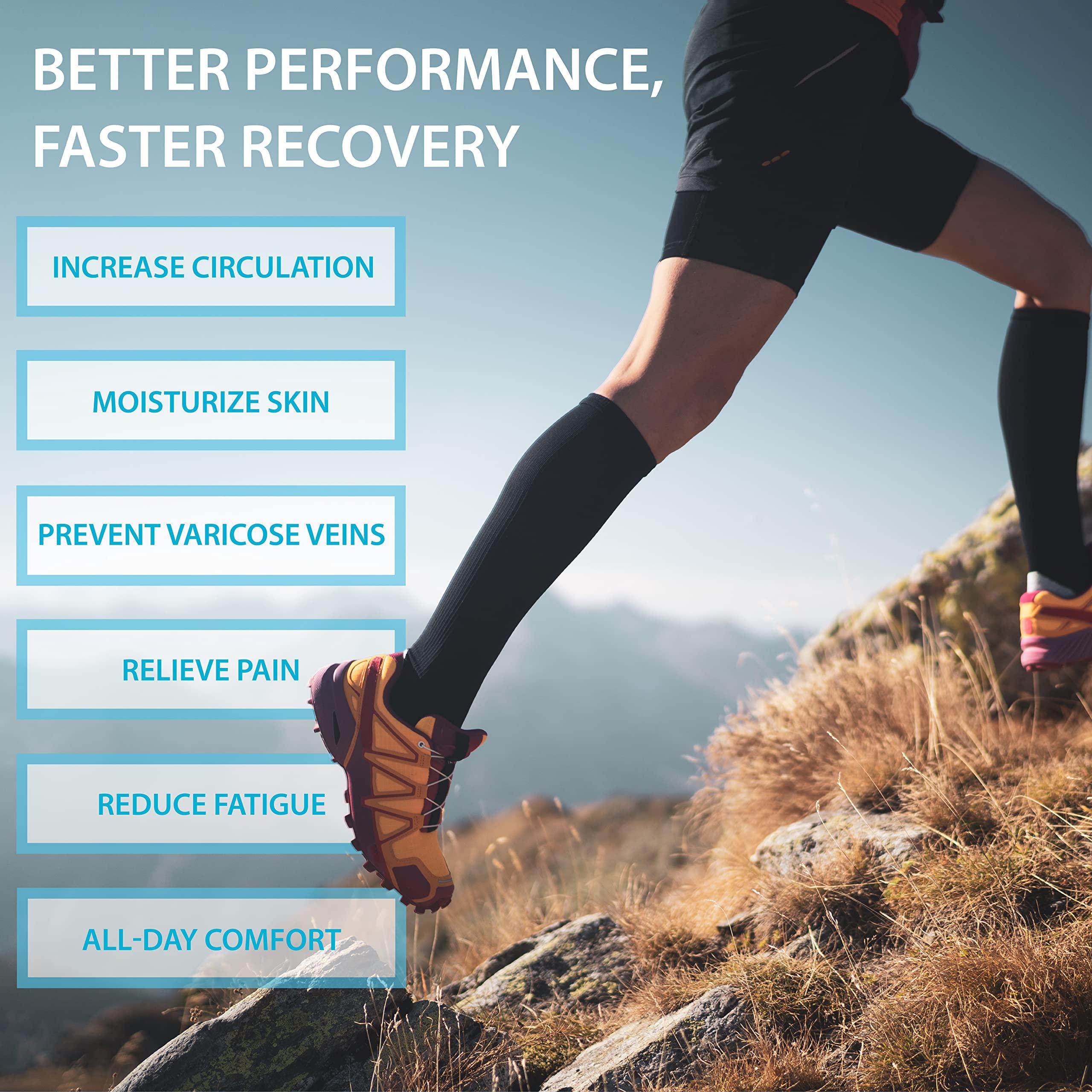 Skineez Skincarewear Skineez Medical Grade Compression Socks 10-20mmHg and Replenishing Spray, Firm, Moisuturize & Revitalize Skin, Relieve Foot, Arch, Heel, Calf, and Ankle Pain, Tan, L/XL, 1 Pair, 1 Spray