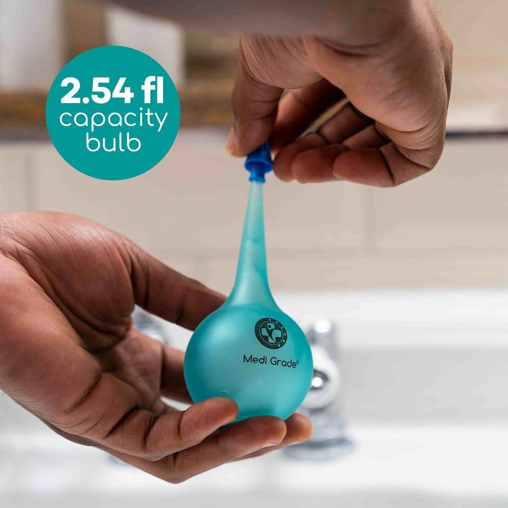 Medi Grade Medi Grade Ear Bulb Syringe - Effective Ear Wax Removal Tool with Add-on Quad-Stream Tip - Travel-Friendly Ear Cleaning Kit for Gentle Ear Cleaning - Ear Flusher for Ear Wax - 2.54 fl oz