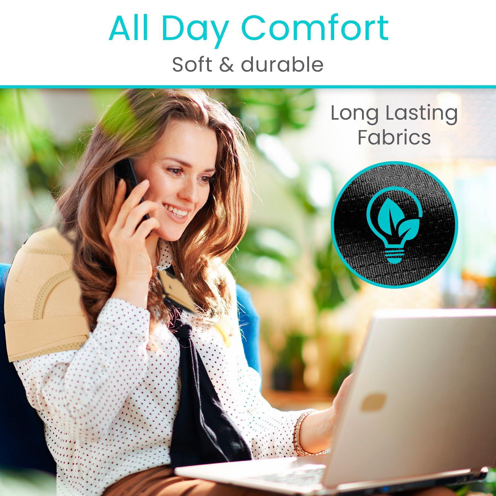 Vive Vive Shoulder Brace for Women - Injury Recovery Compression Support Sleeve - for Rotator Cuff Injuries, Arthritis, Sprain, Dislocation, PT - Targeted Inflammation Pain Relief (Beige, Medium)