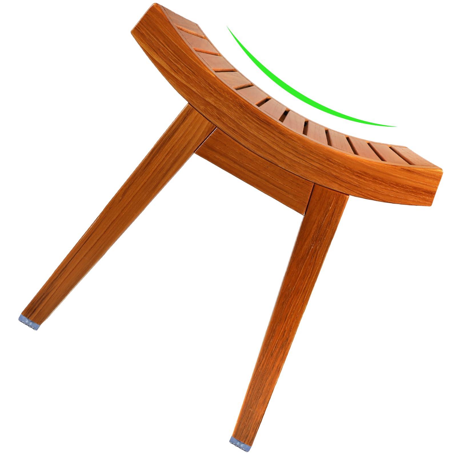 URFORESTIC URFORESTIC Teak Shower Bench Teak Shower Stool Curved Seat