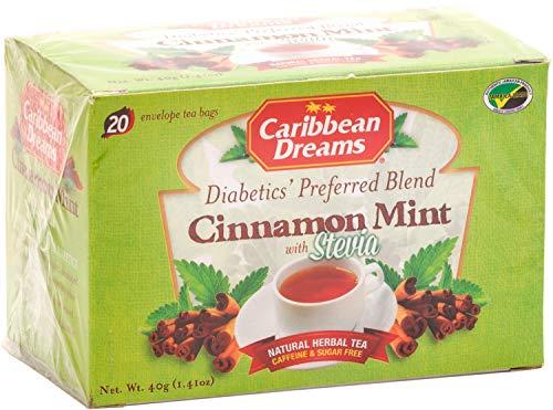 Caribbean Dreams Caribbean Dreams Cinnamon Mint Tea, 20 Tea Bags, Diabetics Tea, Natural Herbal Tea, Caffeine Free, Sugar Free