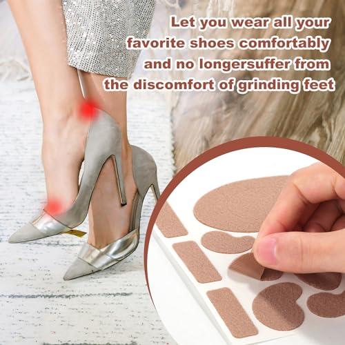 PEUTIER 14 Sheets Moleskin Adhesive Pads, Multi-Shapes Moleskin Tape, Moleskin Strips Prevention Pads Anti-Wear Mole Skin Patch for Feet Heels (Nude Color)