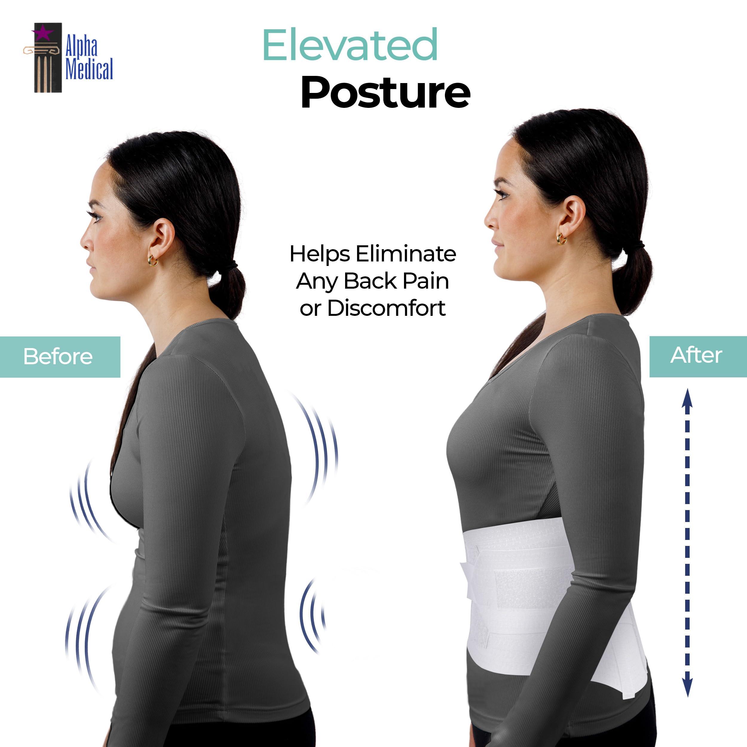 Alpha Medical Alpha Medical Breathable Back Brace for Men & Women | Relief for Upper and Lower Back Pain | Back Support for Herniated Disc, Sciatica, Scoliosis | Lumbar Support | Back Stabilizer | Posture Corrector | L0625 (Large White)