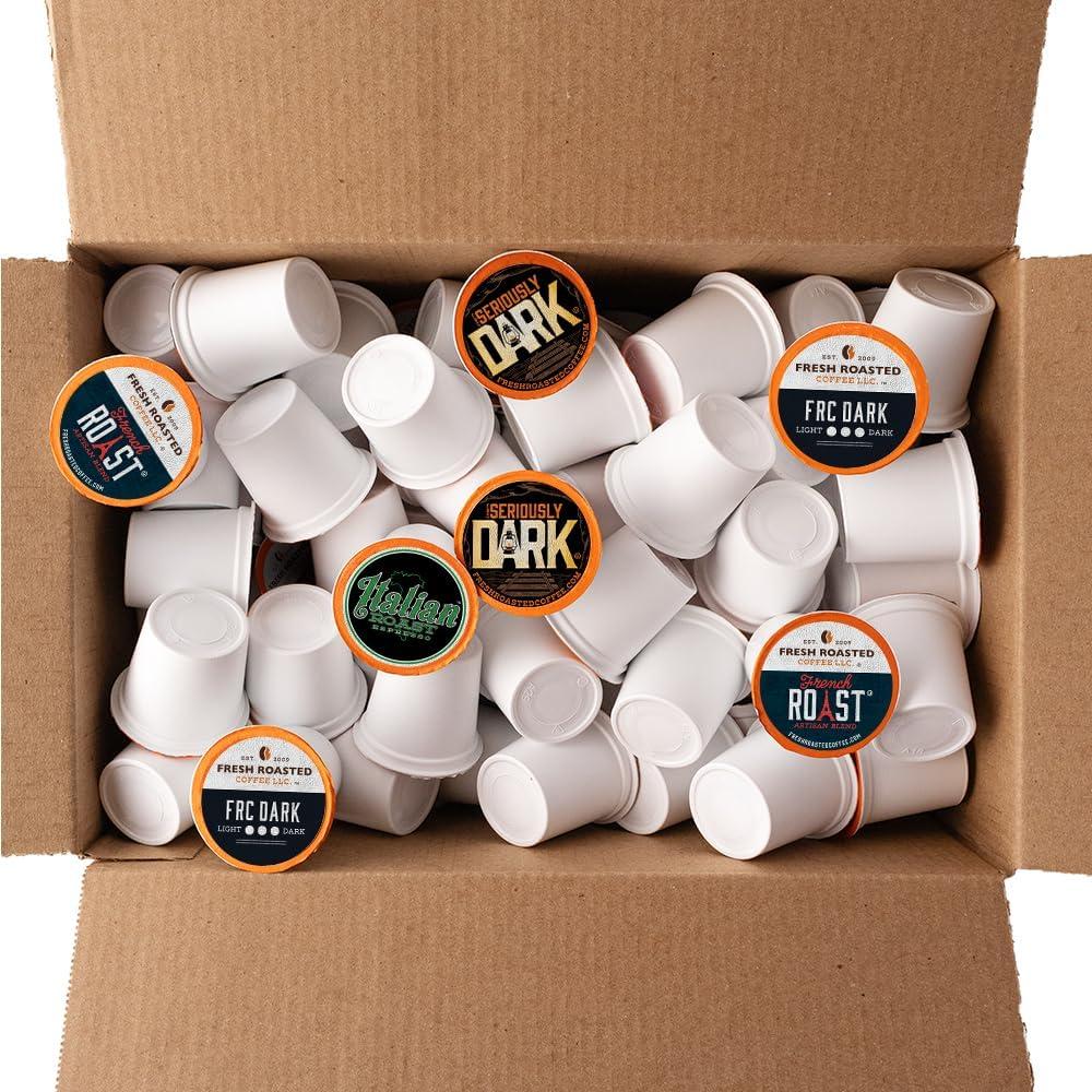 Fresh Roasted Coffee Fresh Roasted Coffee, Dark Roast Blend Variety Pack, K-Cup Compatible, 96 Count
