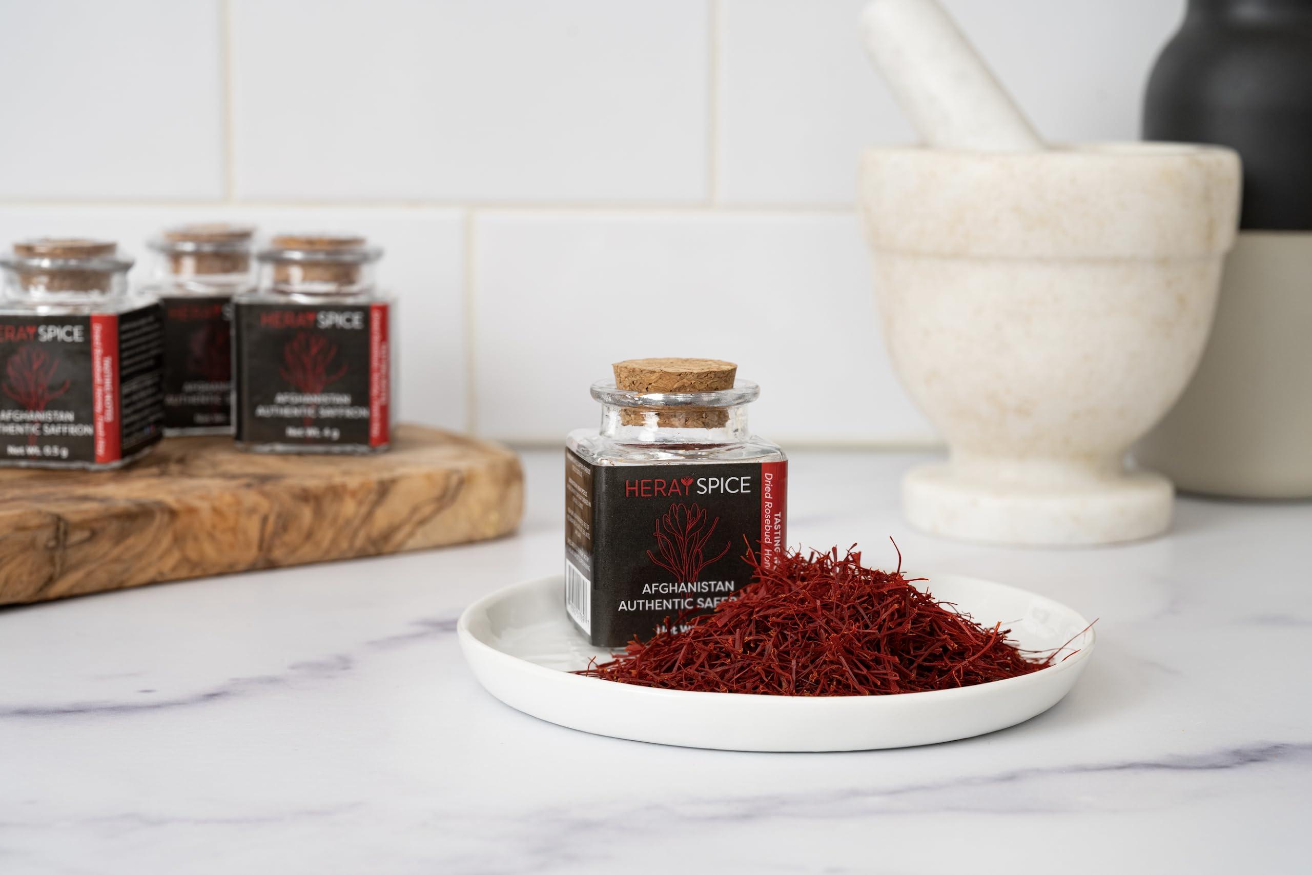 Heray Spice 4 Grams Afghanistan Saffron Threads, Coming from Herat Province, Rich and Aromatic Saffron, Premium Grade A, All Red