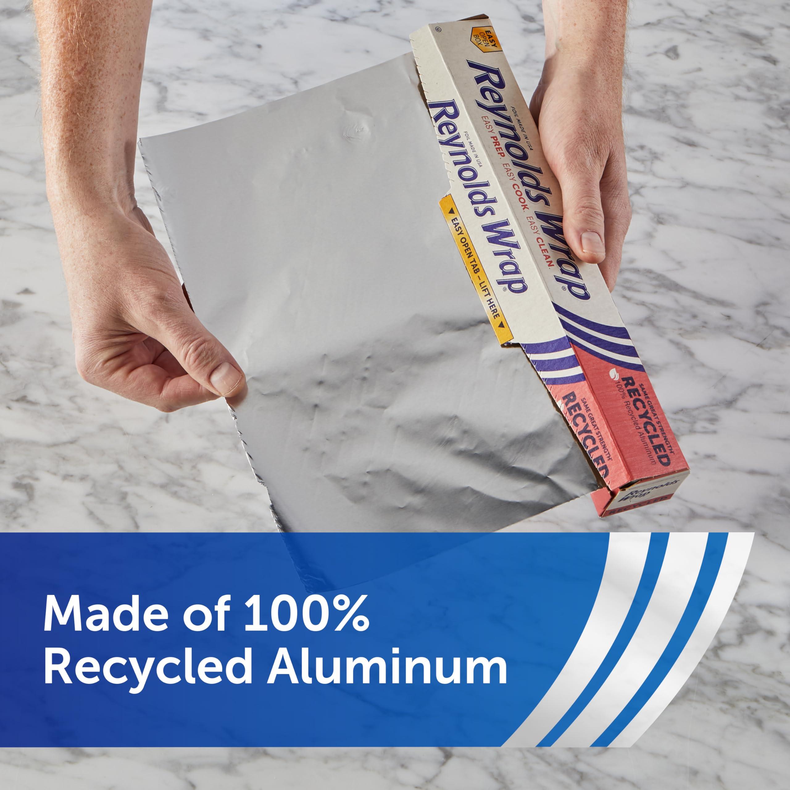 Reynolds Reynolds Wrap Recycled Aluminum Foil Roll, Made from 100% Recycled Materials, With Secure Easy Open and Close Tab, 200 Sq. Ft.