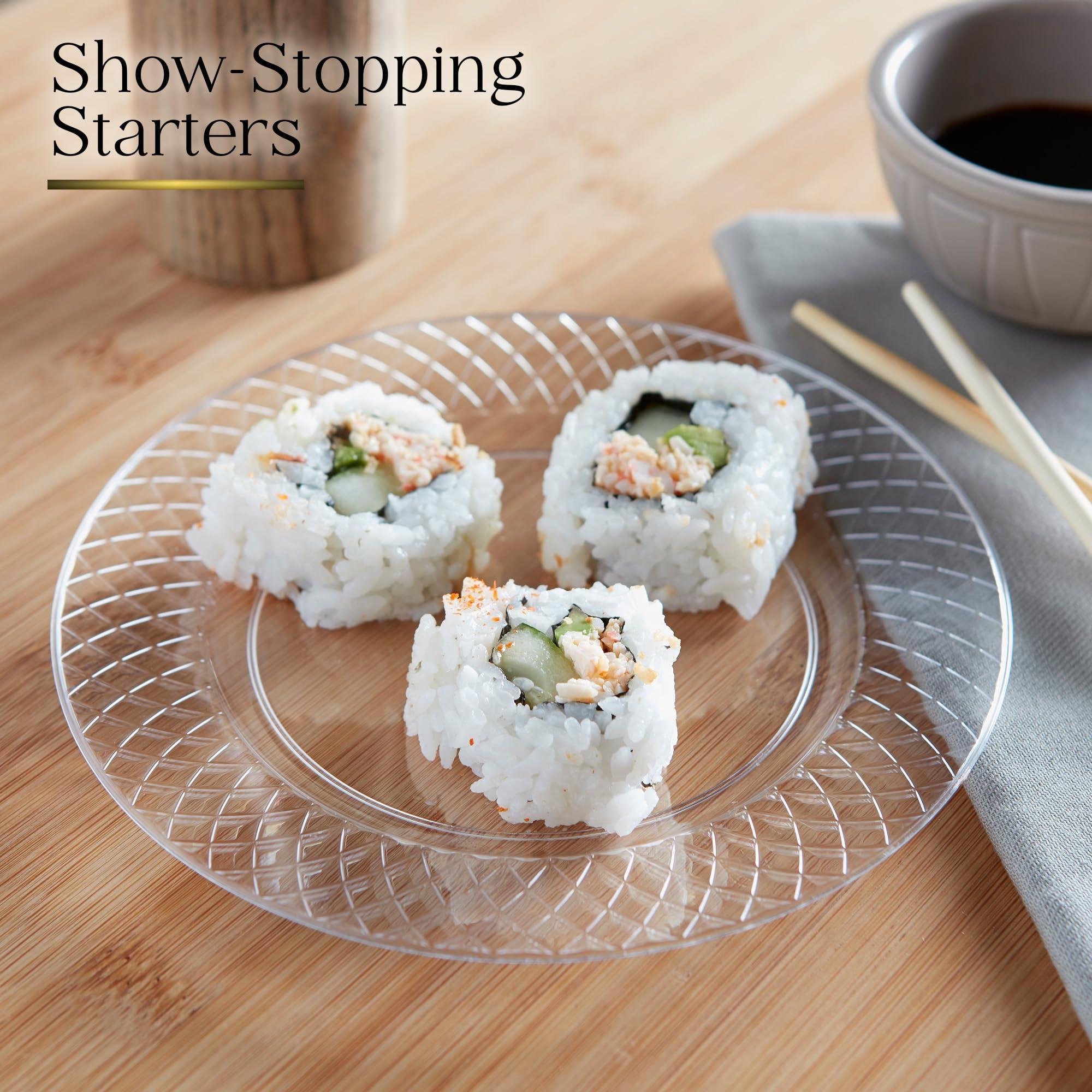 Stock Your Home Stock Your Home Premium Clear Plastic Dessert Plates, 6\" Inch Appetizer, Dessert, and Party Plates (100 Count) Heavy Duty Hard Plastic Disposable Wedding Cake Plates, Crystal Clear for Holiday Parties