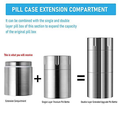 TISUR TISUR Pill Case Extension Compartments, Metal Titanium Pill Holder Pocket Small Pill Box Keychain Extra Extension,Pill Bottle Medicine Organizer Pill Container (1 Extension Compartment Without Cap)