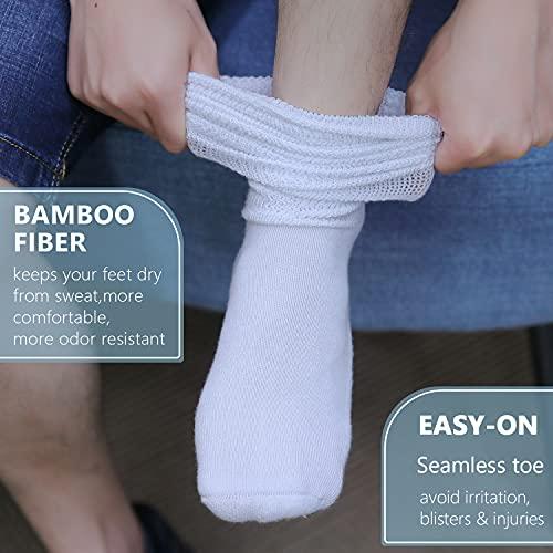 Athlemo Athlemo Diabetic Socks for Men & Women, No-Binding Knee High Socks 4 Pairs, Cushioned Sole & Seamless Toe, Soft Breathable Extra Wide Diabetic Socks