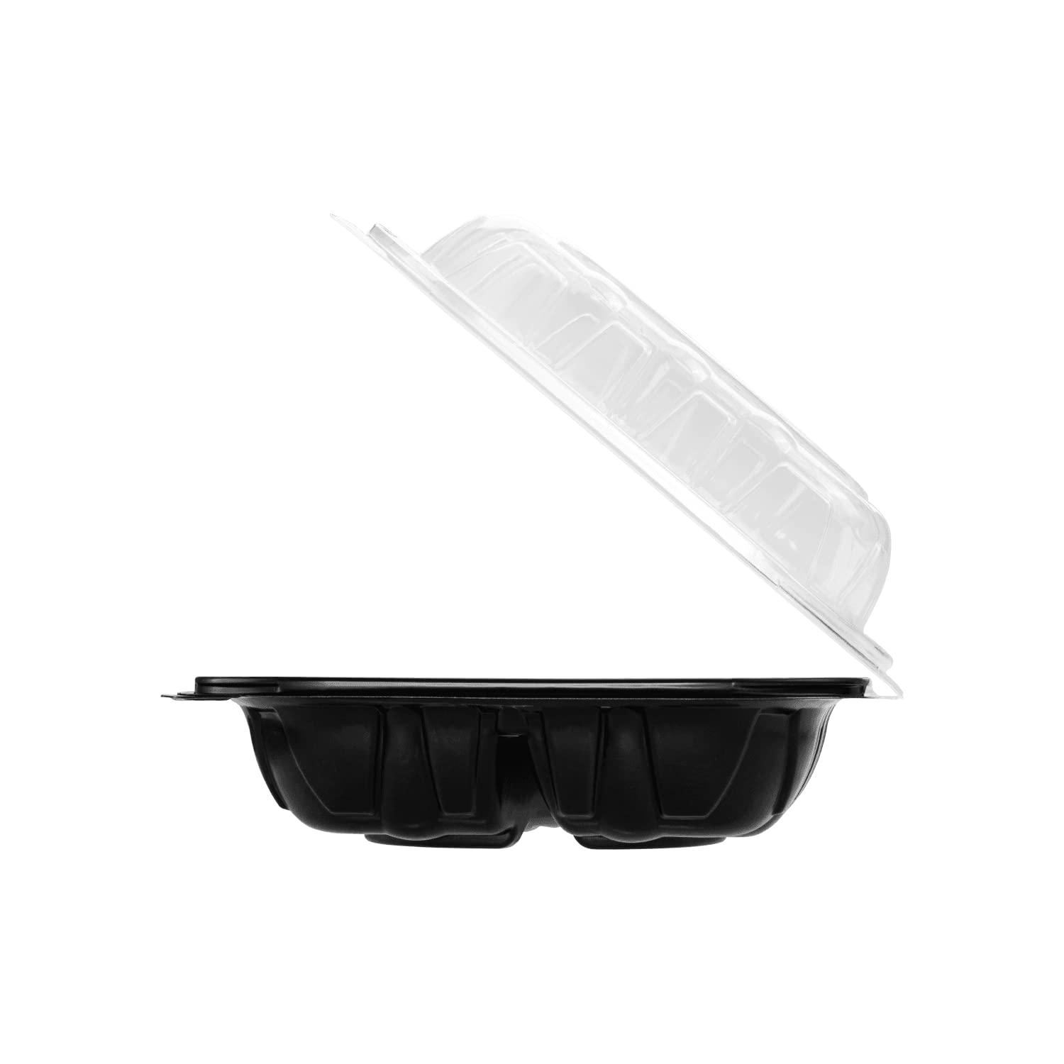 Karat Karat Premium PP Hinged Container, Take Out Food Containers - Case (8\"x8\", 3 compartments)
