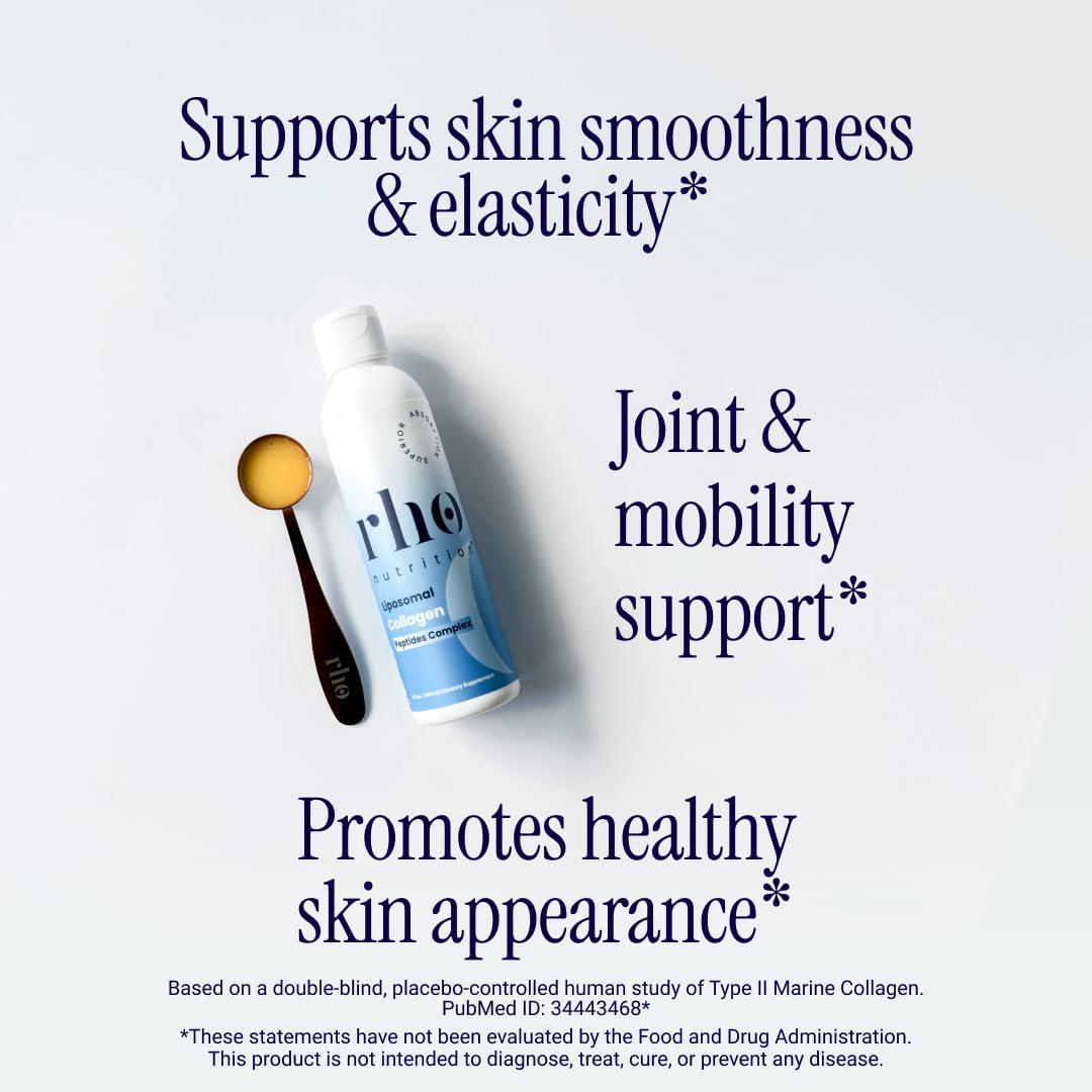 Rho Nutrition Rho Nutrition Liposomal Collagen Peptides - High-Absorption Liquid Collagen Supplement - Supports Skin Elasticity, Joint Health, and Overall Vitality for Healthy Aging, 5 fl oz