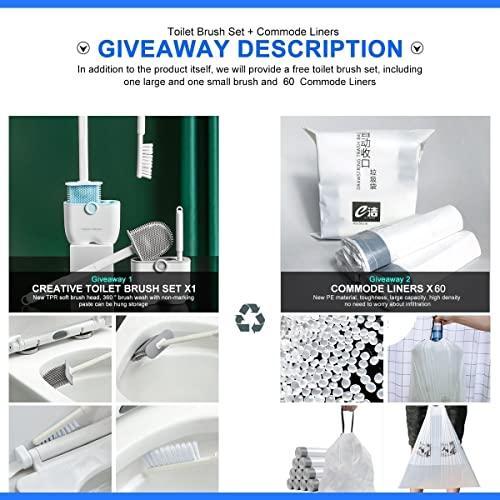 NDLBYR Bedside Commodes, 16" Toilet Chair Seat with Handles, Adjustable Mobile Portable Toilets, Anti-Slip and Anti-Rollover, Adult Potty Chair Load 660 Lb