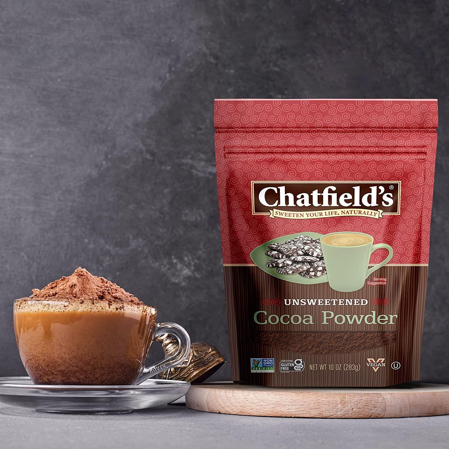 Chatfield\'s Chatfields All Natural Cocoa Powder Unsweetened 10-oz Pouch, Natural and Nutritious, Premium Quality, Sugar-Free, Gluten-Free, Vegan, Kosher, Non-GMO Verified - (3 Pack)