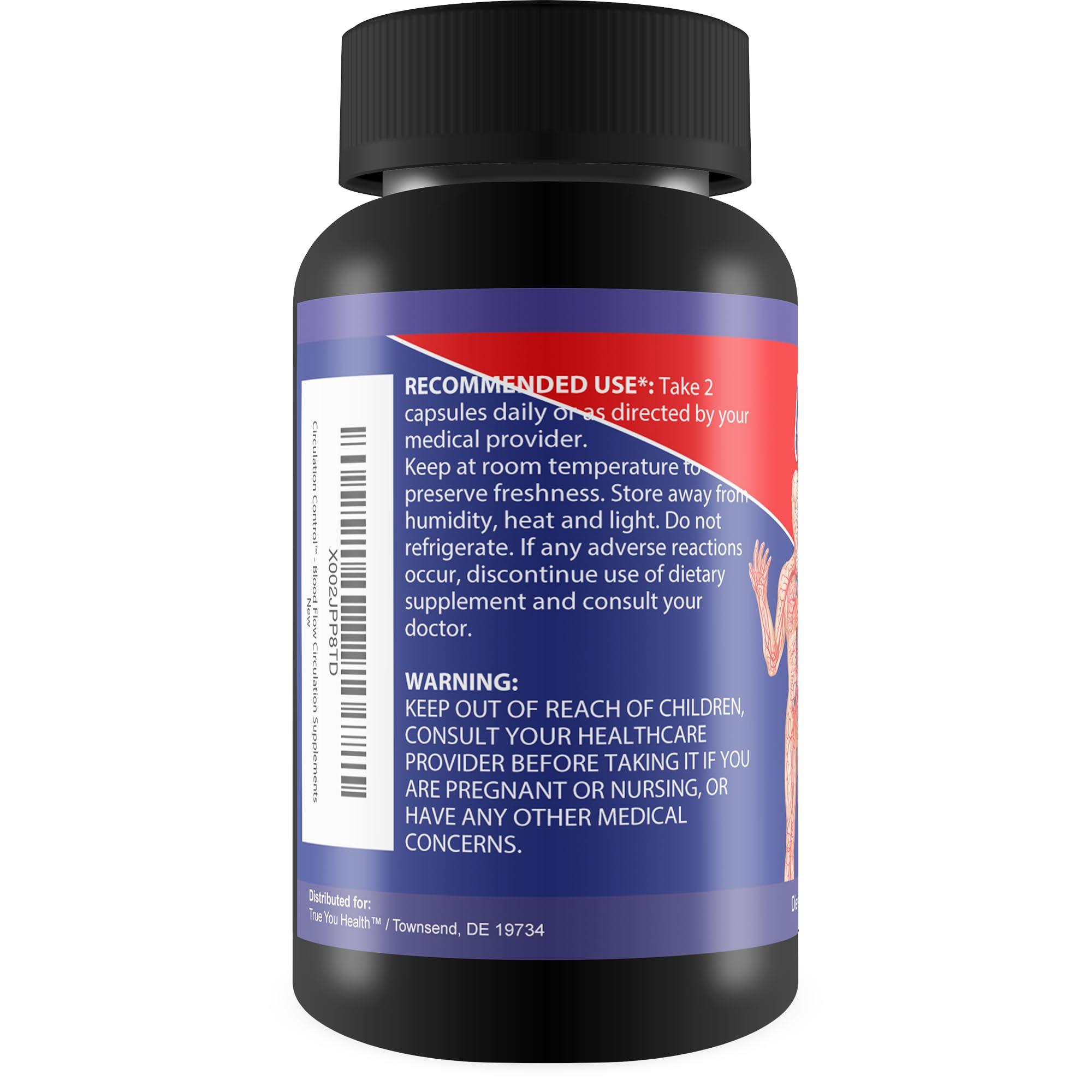 Natures Circulation Circulation Control - Blood Flow Improvement - Body & Leg Circulation Supplements - Blood Circulation Supplement - L-Arginine Formula for A Circulation Boost - Poor Circulation Supplements