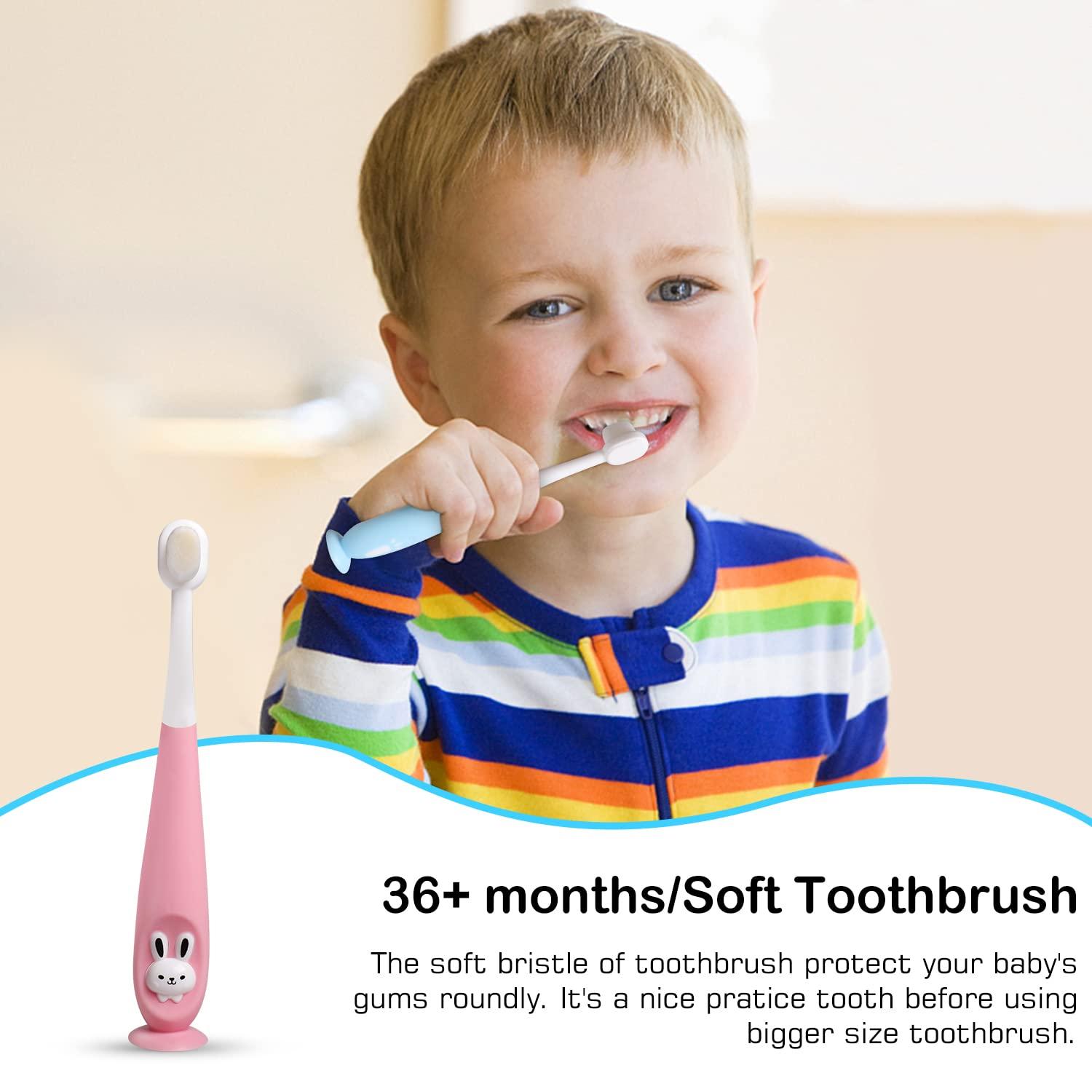 Frerdui Baby Toddler Infant Toothbrush 6 to 12 Months and Up Age 1 2 3 1-2 2-4 Year Old, 10 in 1 Toothbrushes Gift Set with Soft Finger U-shaped Brush Brushing Bristles for Newborns Kids Children Child