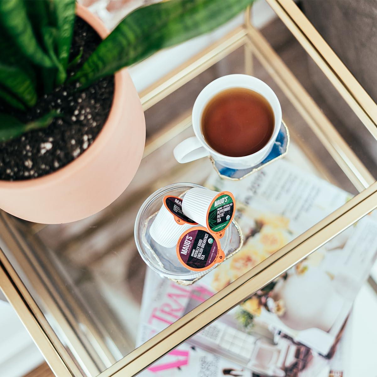 MAUD'S Maud's Organic Chamomile Lavender Tea (Smile For The Chamo-mile) 24ct. Solar Energy Produced Recyclable Single Serve Decaf Tea Pods – 100% Organic Caffeine Free Tea California Blended, KCup Compatible