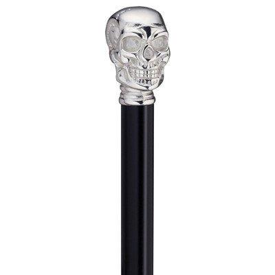 HARVY Unisex Skull Cane Black, Metal Chrome Finish Handle -Affordable Gift! Item #HAR-9111808