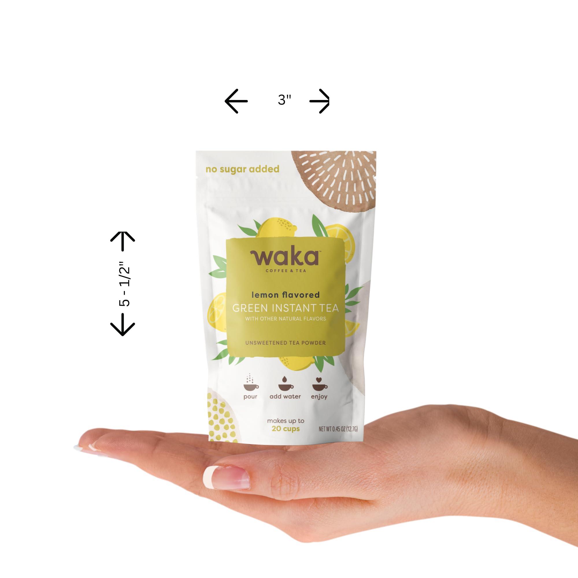 Waka Coffee Waka Premium Instant Tea No Sugar Added & Unsweetened Green Tea (200 Cups) & Lemon Flavor (20 Cups)